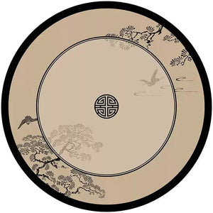 Chinoiserie Pine Crane Premium Leather Round Table Placemat - SinoCultural -- TM040A50