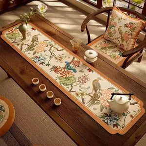 Chinoiserie Retro Spring Floral Tea Table Drying Mat - SinoCultural -- TM008A15