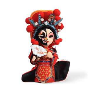 6-Inch Vintage Chinese Dolls - Handcrafted Sichuan Opera Face-Changing Red Art - SinoCultural -- QQ0665
