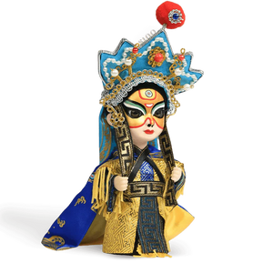 6-Inch Vintage Chinese Dolls - Handcrafted Sichuan Opera Face-Changing Yellow Art - SinoCultural -- QQ0666