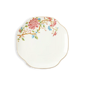 Two luxury floral chinoiserie bone china square dinner plates, 8-inch.