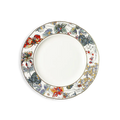 8.75-inch luxury bone china scalloped dinner plate with butterfly and floral design - front view.