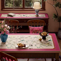 Pink chinoiserie floral bird table mat with light center.