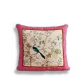 Chinoiserie window lattice birds blossoms square pillow.