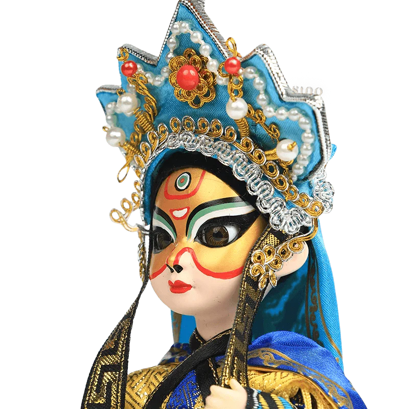 6-Inch Vintage Chinese Dolls - Handcrafted Sichuan Opera Face-Changing Yellow Art - SinoCultural -- QQ0666