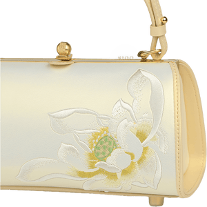 Embroidery Leather White Shoulder Bag Lotus Elegant Handbag - SinoCultural -- P120312
