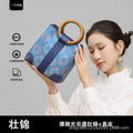Tan Xiangguang Famous Zhuang Brocade Round Bag New Chinese Style Ethnic Fashion Versatile High-end Sense Deep Blue Bucket Bag