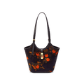 Xiangyunsha Silk Leather Printed Persimmon Bucket Bag - SinoCultural -- YS120762