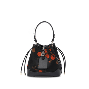 Xiangyunsha Silk Leather Printed Persimmon Bucket Bag - SinoCultural -- YS220680