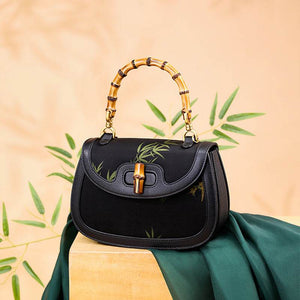 Xiangyunsha Print Crossbody Bamboo Handle Bag for Women - SinoCultural -- P110607