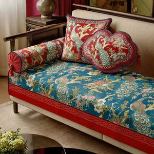 Chinoiserie Luxurious Peacock Decorative Throw Pillow - SinoCultural -- SJZBZ066A01