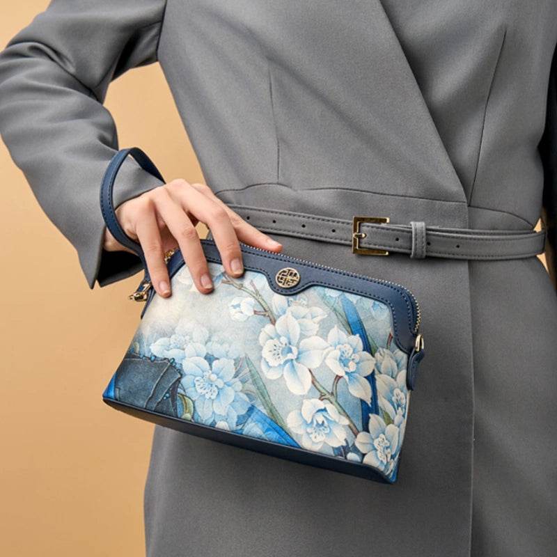 Mulberry Silk Handcrafted Flower Clutch Bag Women Wallet Eveing Purse - SinoCultural -- P170029-B
