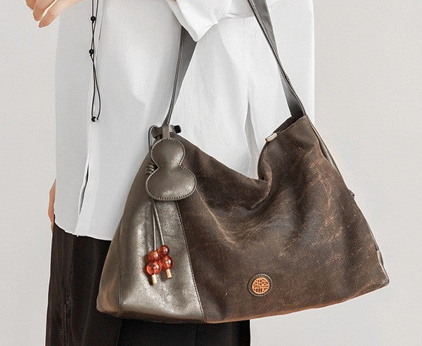 Xiangyun Silk Bag New Chinese Style Genuine Leather Single Shoulder Bag