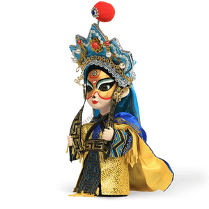6-Inch Vintage Chinese Dolls - Handcrafted Sichuan Opera Face-Changing Yellow Art - SinoCultural -- QQ0666