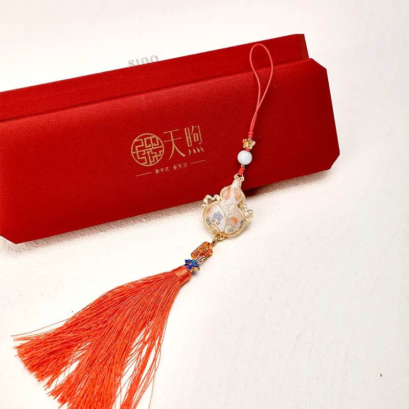 Chinese Feng Shui Handbag Tassel Charm - Handcrafted Good Luck Pendant - SinoCultural -- PL310049