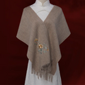 Luxury Chinese rose embroidered cashmere scarf in gift box, 180x30 cm.