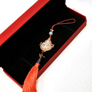 Chinese Feng Shui Handbag Tassel Charm - Handcrafted Good Luck Pendant - SinoCultural -- PL310049