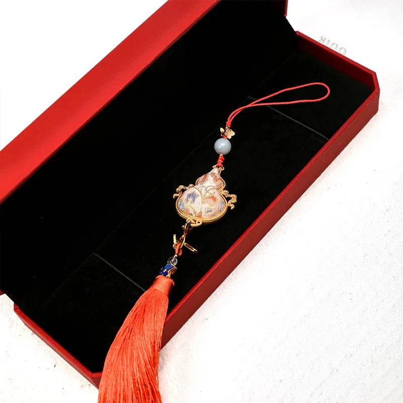 Chinese Feng Shui Handbag Tassel Charm - Handcrafted Good Luck Pendant - SinoCultural -- PL310049