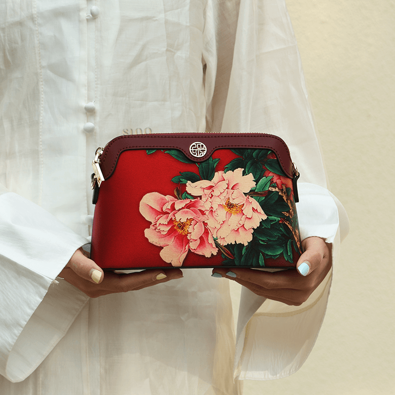 Handcrafted Mulberry Silk Clutch Purse for Women | Floral Evening Bag & Wallet - SinoCultural -- P170029-R
