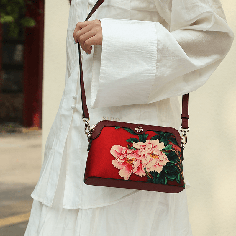 Handcrafted Mulberry Silk Clutch Purse for Women | Floral Evening Bag & Wallet - SinoCultural -- P170029-R