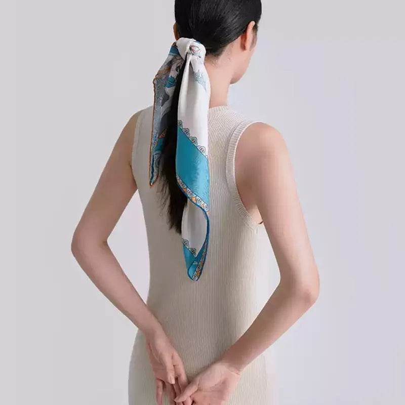 100% Mulberry Silk Jiangnan Bloom Silk Square Scarf 68 x 68 Cm - SinoCultural -- SS021-1