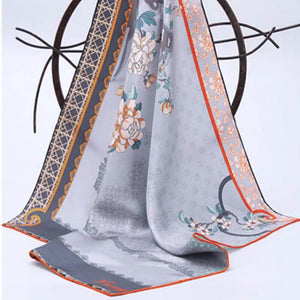 100% Mulberry Silk Jiangnan Bloom Silk Square Scarf 68 x 68 Cm - SinoCultural -- SS021-1