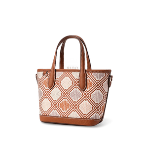 Luxury Zhuang Brocade Embroidered Leather Zipper Crossbody Bag - SinoCultural -- FJ110696