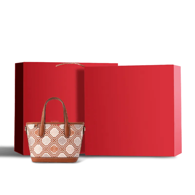 Luxury Zhuang Brocade Embroidered Leather Zipper Crossbody Bag - SinoCultural -- FJ110696