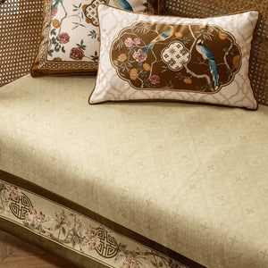 Chinoiserie Magnolia & Longevity Pattern Sofa Slipcover - SinoCultural -- S0C003A9090