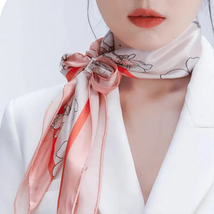 Mulberry Silk 16 Momme Square Scarf Magnolia Blossom Design 68 x 68 Cm - SinoCultural -- SS019-1