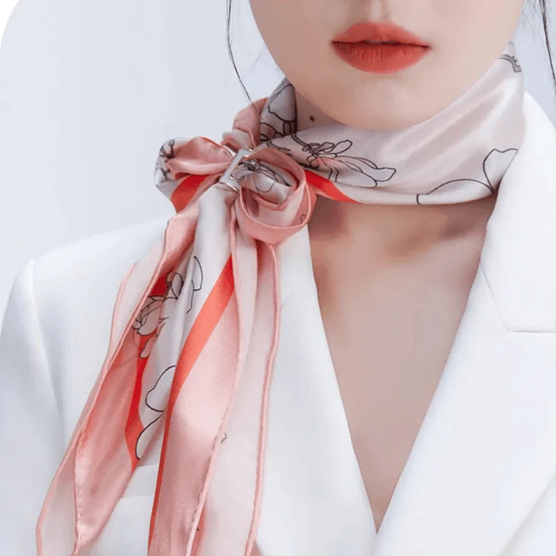 Mulberry Silk 16 Momme Square Scarf Magnolia Blossom Design 68 x 68 Cm - SinoCultural -- SS019-1