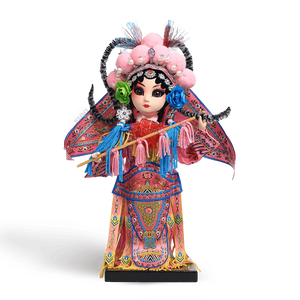 9-Inch Handmade Chinese Doll – Peking Opera Warrior Mu Guiying Collectible - SinoCultural -- XJK0901