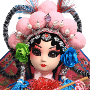 9-Inch Handmade Chinese Doll – Peking Opera Warrior Mu Guiying Collectible - SinoCultural -- XJK0901