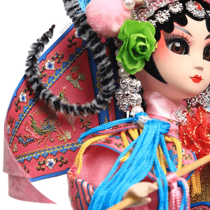 9-Inch Handmade Chinese Doll – Peking Opera Warrior Mu Guiying Collectible - SinoCultural -- XJK0901