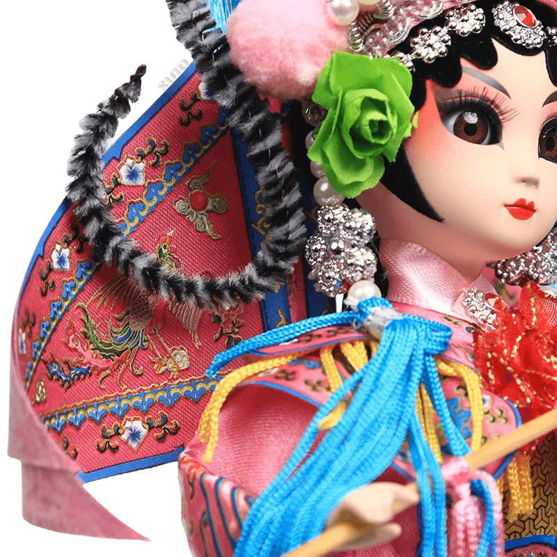 9-Inch Handmade Chinese Doll – Peking Opera Warrior Mu Guiying Collectible - SinoCultural -- XJK0901
