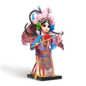 9-Inch Handmade Chinese Doll – Peking Opera Warrior Mu Guiying Collectible - SinoCultural -- XJK0901