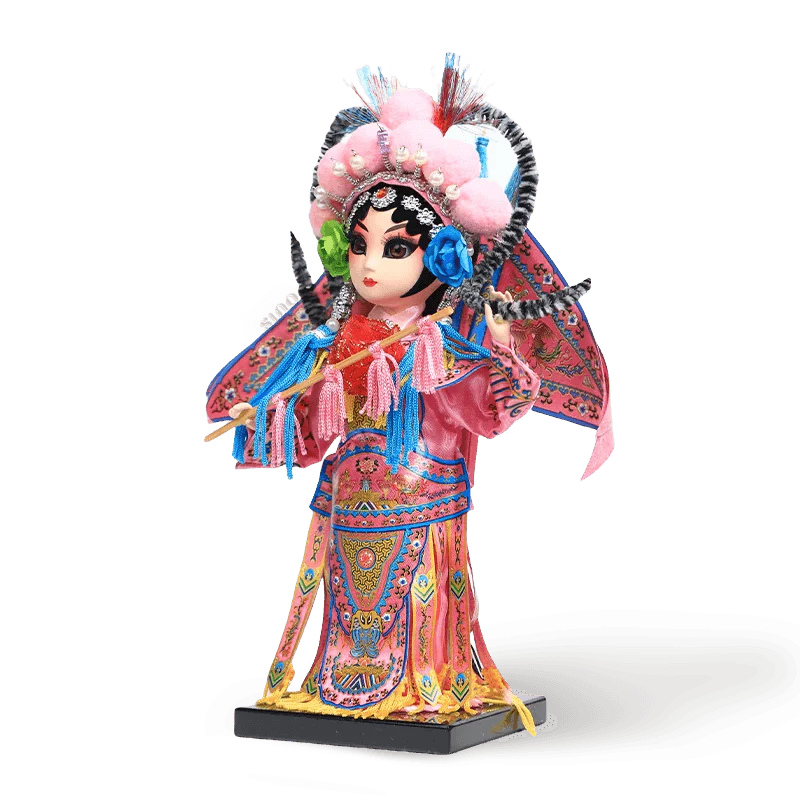 9-Inch Handmade Chinese Doll – Peking Opera Warrior Mu Guiying Collectible - SinoCultural -- XJK0901
