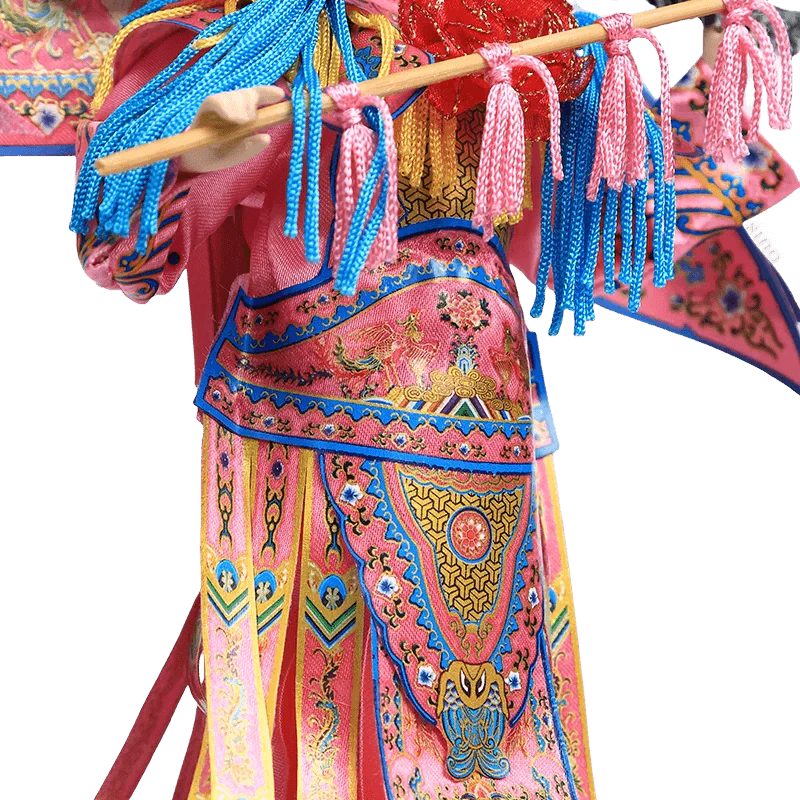 9-Inch Handmade Chinese Doll – Peking Opera Warrior Mu Guiying Collectible - SinoCultural -- XJK0901