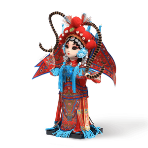 9-Inch Handmade Chinese Doll – Peking Opera Warrior Mu Guiying Collectible - SinoCultural -- XJK0901
