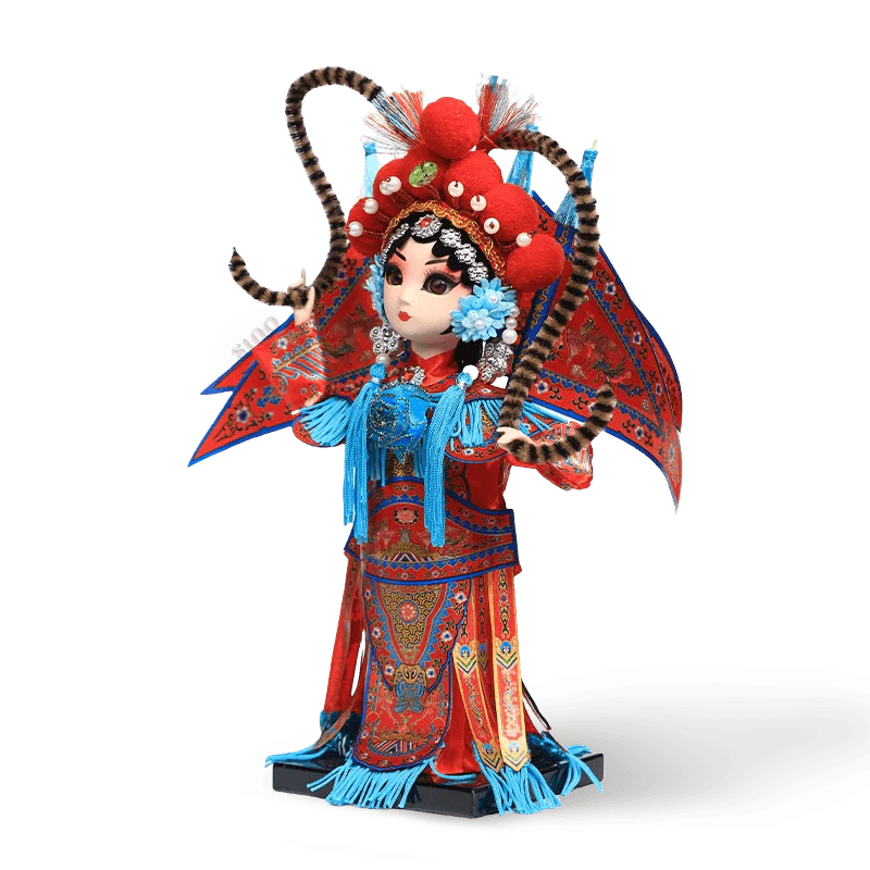 9-Inch Handmade Chinese Doll – Peking Opera Warrior Mu Guiying Collectible - SinoCultural -- XJK0901