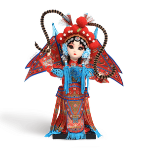 9-Inch Handmade Chinese Doll – Peking Opera Warrior Mu Guiying Collectible - SinoCultural -- XJK0901