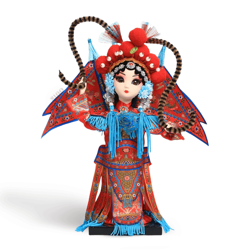 9-Inch Handmade Chinese Doll – Peking Opera Warrior Mu Guiying Collectible - SinoCultural -- XJK0901