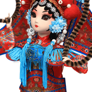 9-Inch Handmade Chinese Doll – Peking Opera Warrior Mu Guiying Collectible - SinoCultural -- XJK0901