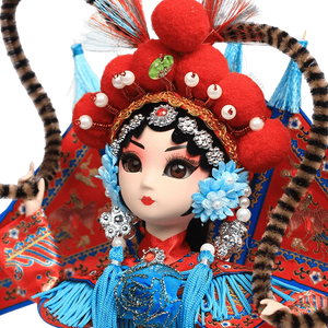 9-Inch Handmade Chinese Doll – Peking Opera Warrior Mu Guiying Collectible - SinoCultural -- XJK0901