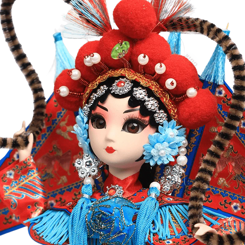 9-Inch Handmade Chinese Doll – Peking Opera Warrior Mu Guiying Collectible - SinoCultural -- XJK0901