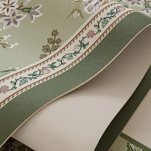 Non-slip backing texture of floral table mat.