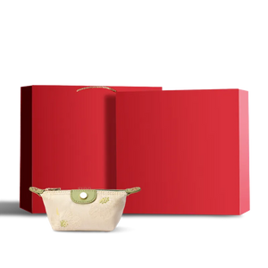 Pastel Green Zhuang Brocade Mini Wallet in Red Gift Box.