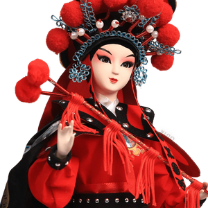 12-Inch Vintage Chinese Dolls - Handmade Peking Opera Mulan Art Collectible - SinoCultural -- T1201001
