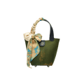 Xiangyunsha Silk Dark Green Bucket Bag with Scarf - SinoCultural -- P170203