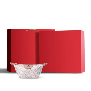 Purple Zhuang Brocade Mini Wallet in Red Gift Box.